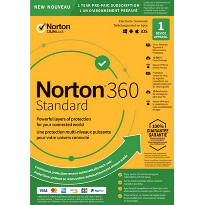 NORTON 360 STANDARD - 1-YEAR / 1-DEVICE MAC OR PC